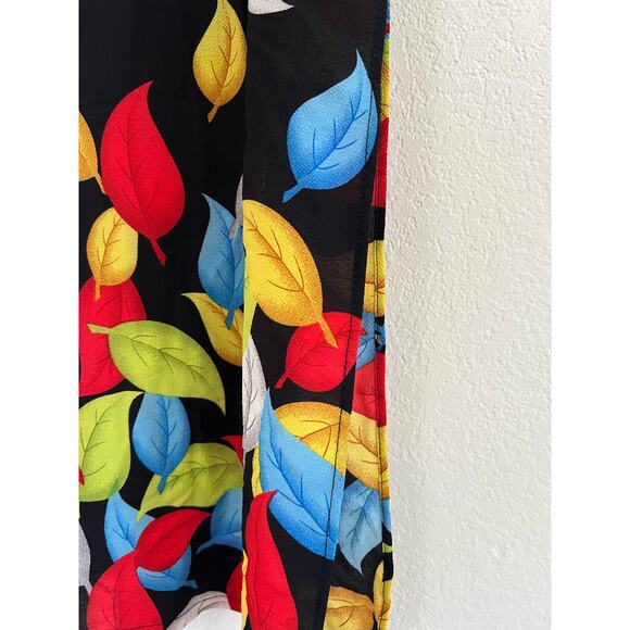 READ Kim Lai 100% Silk Leaf Print Knee Length Shift Dress Womens XS ??? - Picture 9 of 16